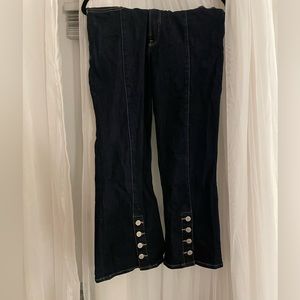 Express Vintage Button Crop Blue Jeans Bell Crop High Rise Size 12